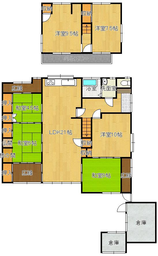 Floor plan. 13.8 million yen, 6LDK, Land area 420.35 sq m , Building area 152.64 sq m