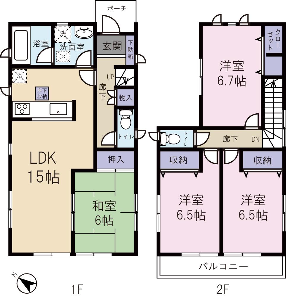 Floor plan. 16.8 million yen, 4LDK, Land area 137.5 sq m , Building area 93.96 sq m 4LDK