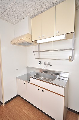 Kitchen. Gas stove can be installed with grill.