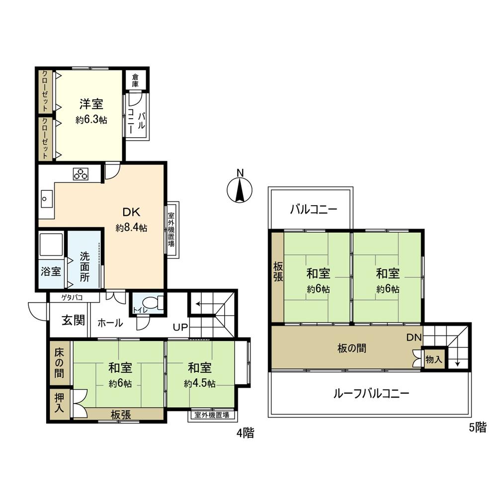 Floor plan. 5DK, Price 7.5 million yen, Footprint 106.77 sq m , Balcony area 12.67 sq m