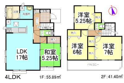 Floor plan. Price 21,800,000 yen, 4LDK, Land area 146.11 sq m , Building area 97.29 sq m