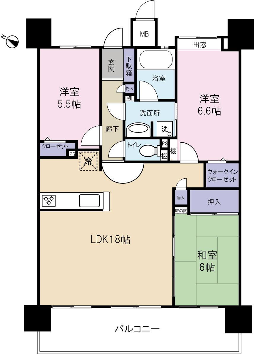 Floor plan. 3LDK, Price 16.8 million yen, Footprint 78 sq m 3LDK