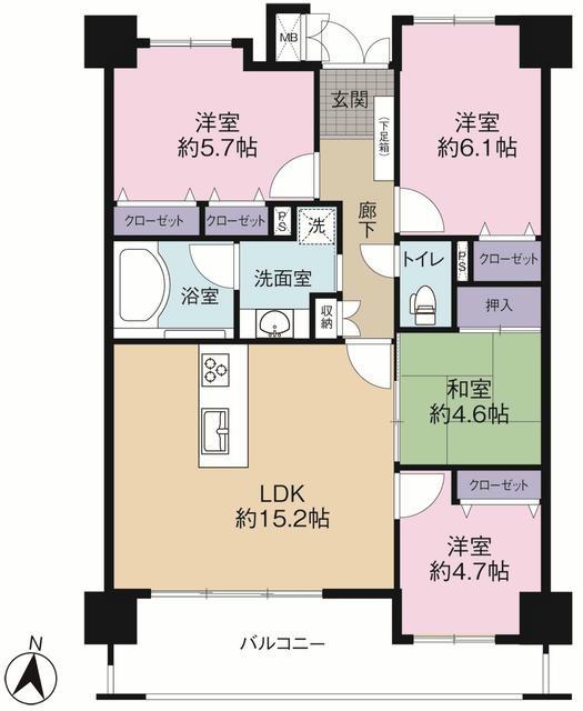 Floor plan. 4LDK, Price 16.7 million yen, Occupied area 77.03 sq m