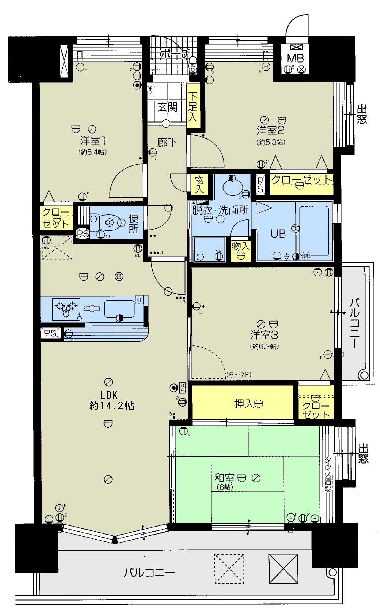 Floor plan. 4LDK, Price 14.9 million yen, Occupied area 83.63 sq m , Balcony area 14.85 sq m