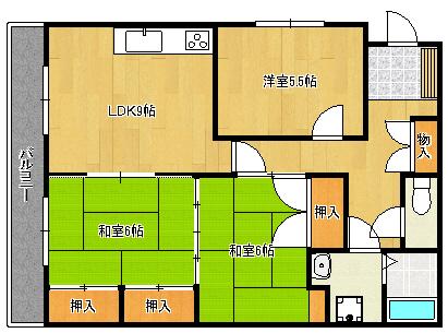 Floor plan. 3LDK, Price 3.8 million yen, Occupied area 63.48 sq m , Balcony area 8 sq m