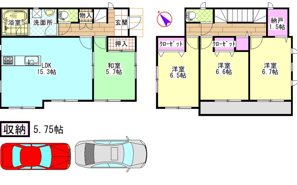 Floor plan. 17.8 million yen, 4LDK + S (storeroom), Land area 129.41 sq m , Building area 97.6 sq m