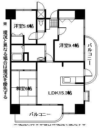 Floor plan. 3LDK, Price 8.8 million yen, Occupied area 83.59 sq m , Balcony area 15.7 sq m