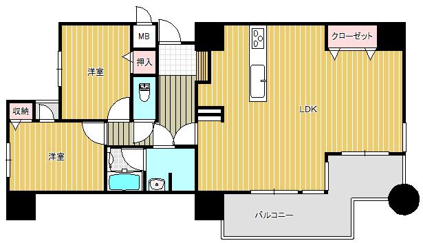 Floor plan. 2LDK, Price 9 million yen, Occupied area 67.79 sq m