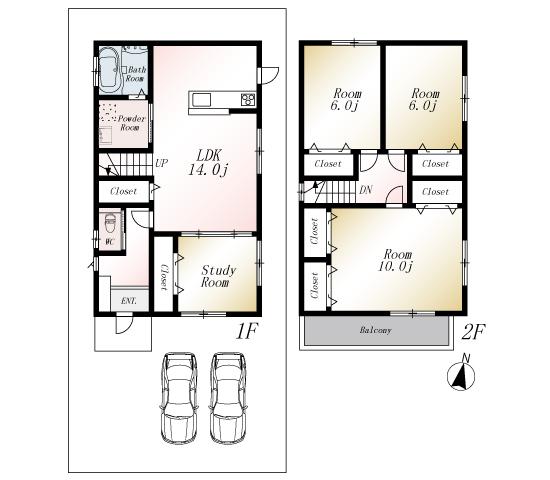 Floor plan. (No. 1 point), Price 19,800,000 yen, 4LDK, Land area 130.18 sq m , Building area 99.36 sq m