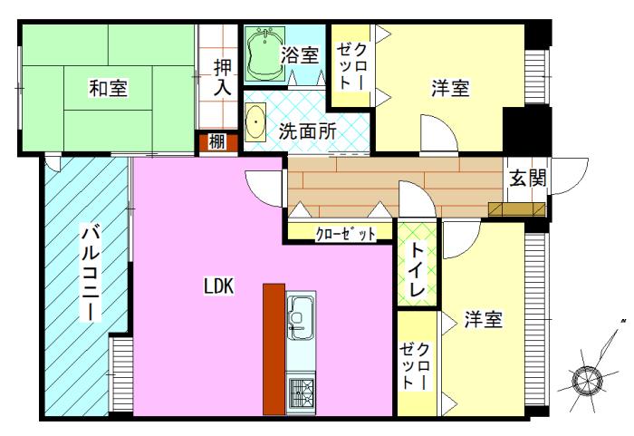 Floor plan. 3LDK, Price 10.9 million yen, Occupied area 71.66 sq m , Balcony area 9.8 sq m