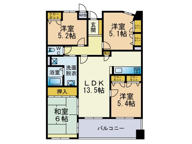 Floor plan. 4LDK, Price 13,900,000 yen, Occupied area 81.63 sq m , Balcony area 9.28 sq m