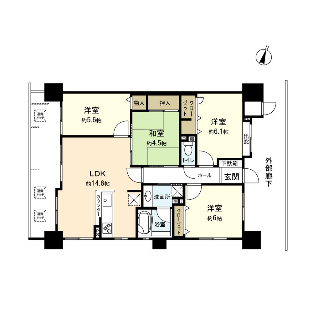 Floor plan. 4LDK, Price 16.8 million yen, Occupied area 80.67 sq m , Balcony area 13.72 sq m