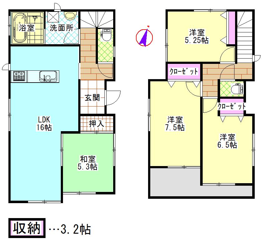 Floor plan. 21,800,000 yen, 4LDK, Land area 119.59 sq m , Building area 95.64 sq m