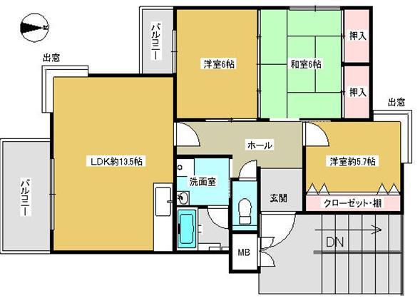Floor plan. 3LDK, Price 5.8 million yen, Footprint 66.3 sq m , Balcony area 5.25 sq m