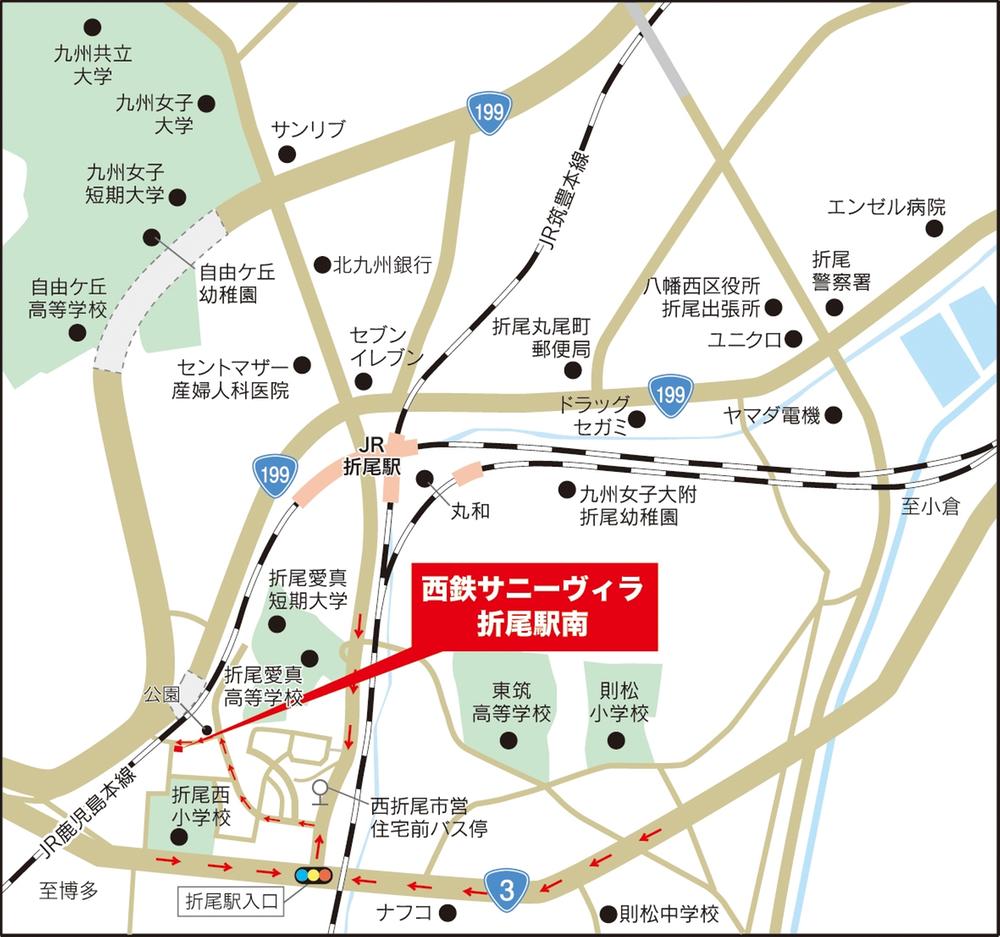 Local guide map. Nishitetsu to Sunny Villa Orio Station south around map JR Orio Station A 10-minute walk location of
