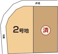 The entire compartment Figure.  [The entire compartment Figure] You in contact with the wide roads with sidewalks. Since the No. 2 place is a corner lot, "ventilation" ・ "Lighting" is good.