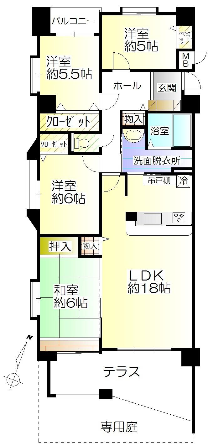 Floor plan. 4LDK, Price 14.8 million yen, Occupied area 88.97 sq m , Balcony area 16.39 sq m floor plan
