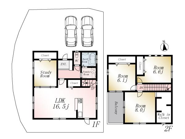 Floor plan. (No. 2 locations), Price 23.8 million yen, 4LDK, Land area 153.76 sq m , Building area 104.33 sq m