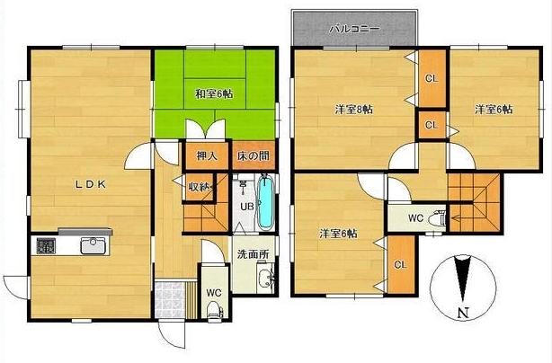 Floor plan. 22.5 million yen, 4LDK, Land area 218.06 sq m , Building area 106.81 sq m