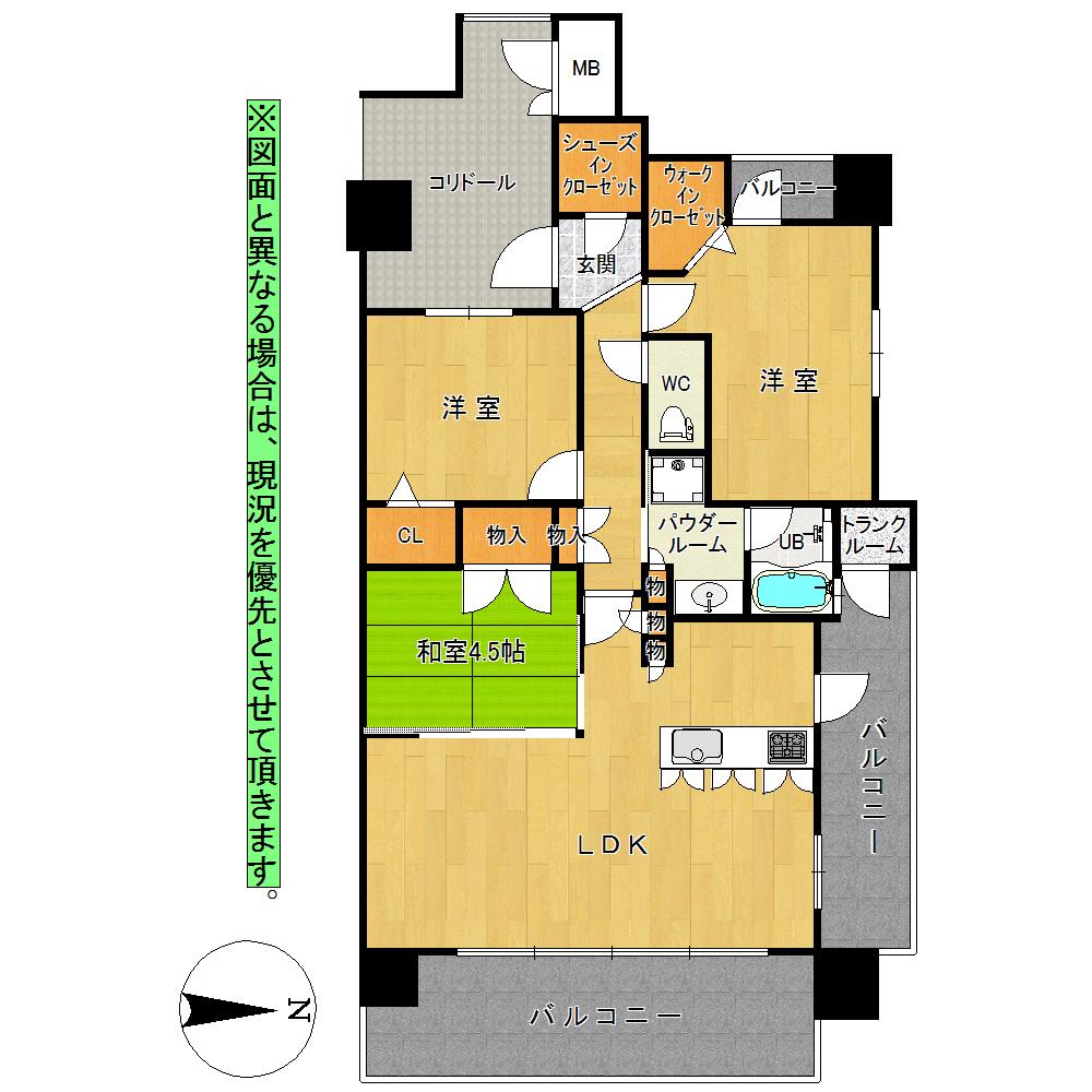 Floor plan. 3LDK, Price 21.3 million yen, Occupied area 76.77 sq m , Balcony area 22.17 sq m