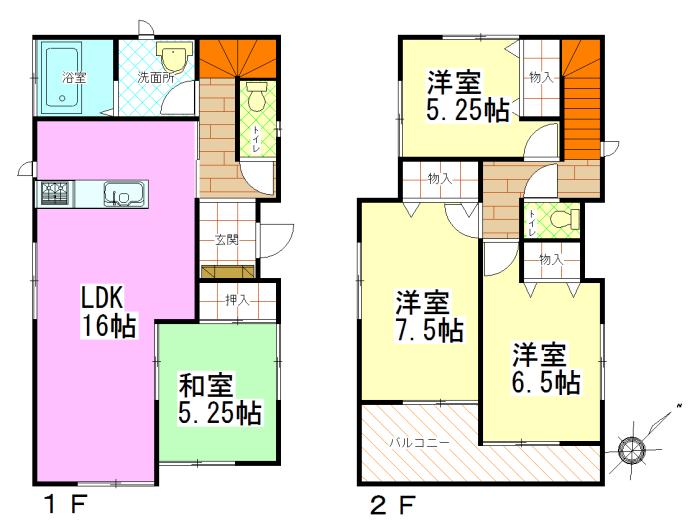 Floor plan. (1 Building), Price 21,800,000 yen, 4LDK, Land area 119.59 sq m , Building area 95.64 sq m