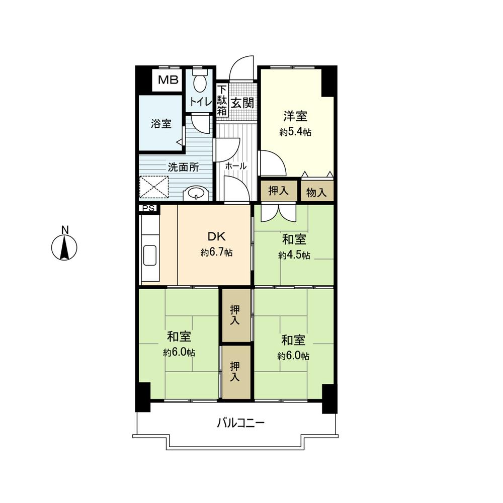 Floor plan. 4DK, Price 6.2 million yen, Occupied area 66.15 sq m , Balcony area 8.85 sq m