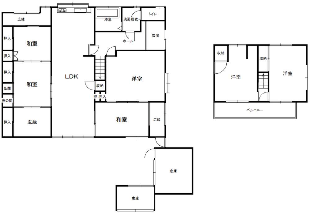 Floor plan. 12.8 million yen, 6LDK + S (storeroom), Land area 420 sq m , Building area 152.64 sq m