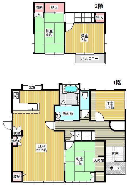 Floor plan. 17.8 million yen, 4LDK, Land area 225.96 sq m , Building area 115.07 sq m