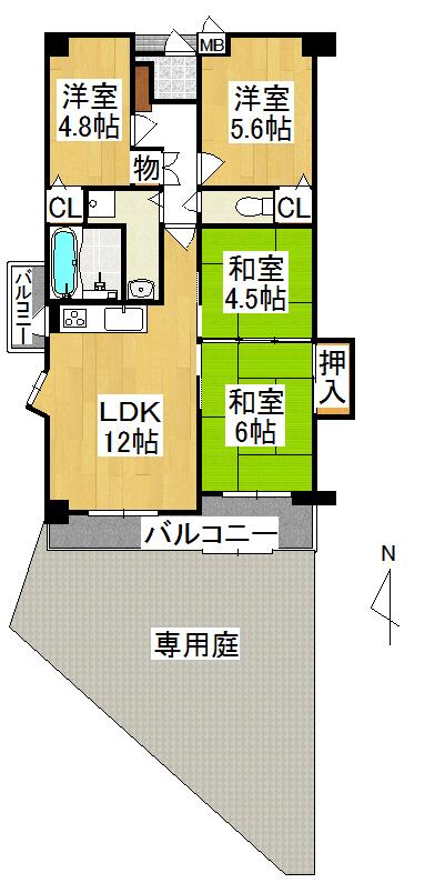 Floor plan. 4LDK, Price 11.3 million yen, Occupied area 67.83 sq m , Balcony area 9 sq m