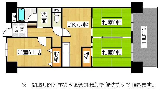 Floor plan. 3DK, Price 3.5 million yen, Occupied area 58.86 sq m