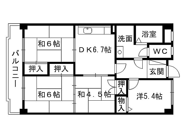 Floor plan. 4DK, Price 6.2 million yen, Occupied area 66.15 sq m , Balcony area 8.85 sq m