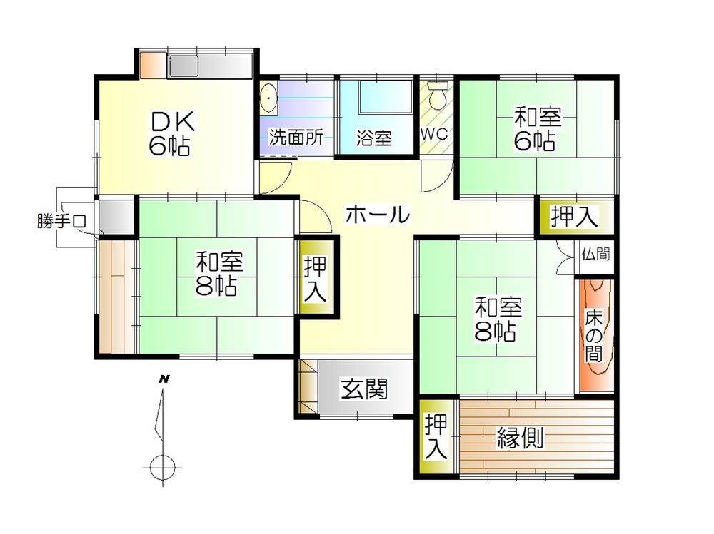 Floor plan. 9 million yen, 3DK, Land area 287.16 sq m , Building area 99.74 sq m Heike quaint calm residence of Ken. 
