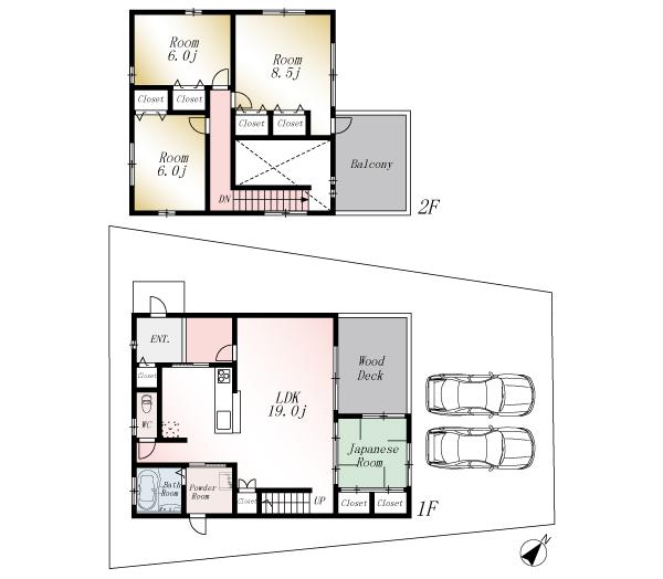 Floor plan. (No. 2 locations), Price 29,800,000 yen, 4LDK, Land area 211.19 sq m , Building area 108.47 sq m