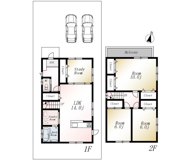Floor plan. (No. 6 locations), Price 18,980,000 yen, 4LDK, Land area 125.16 sq m , Building area 99.36 sq m