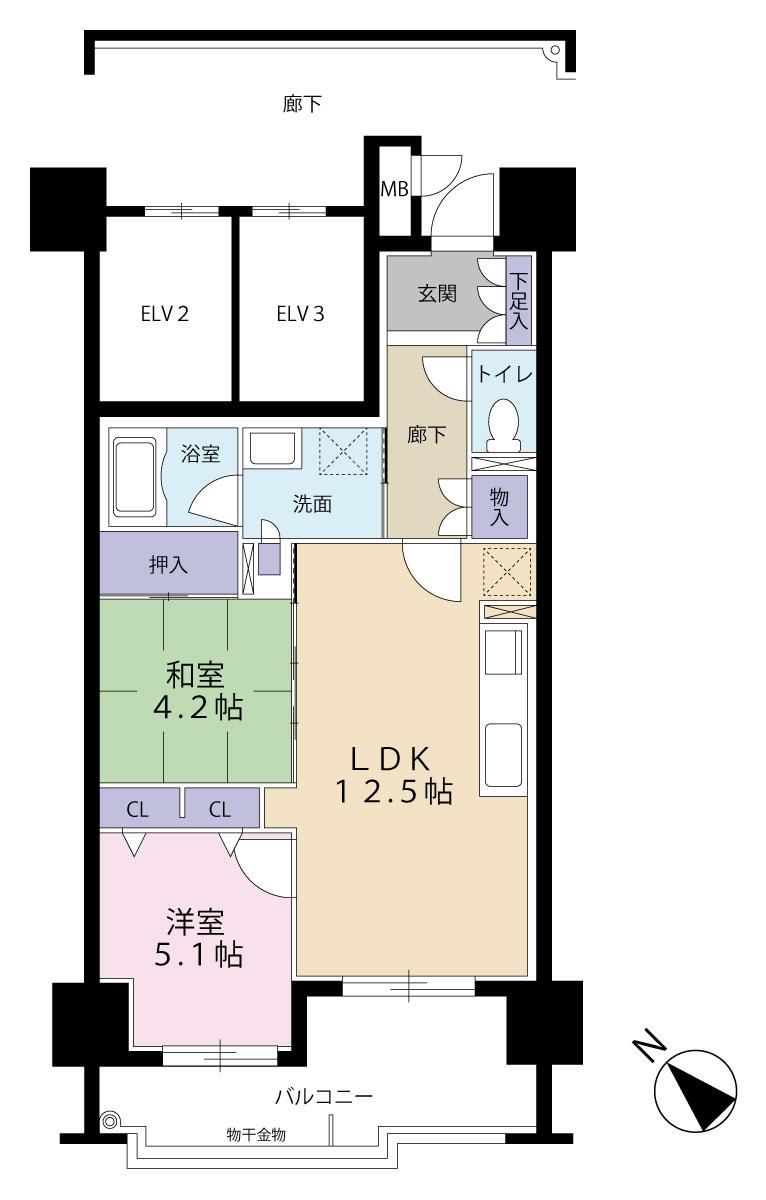 Floor plan. 2LDK, Price 11.6 million yen, Occupied area 52.68 sq m , Balcony area 10.55 sq m