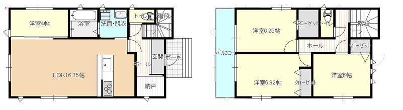 Floor plan. 26.5 million yen, 4LDK, Land area 139.01 sq m , Building area 99.43 sq m   ■ It took a wide living. (16.75 Pledge)