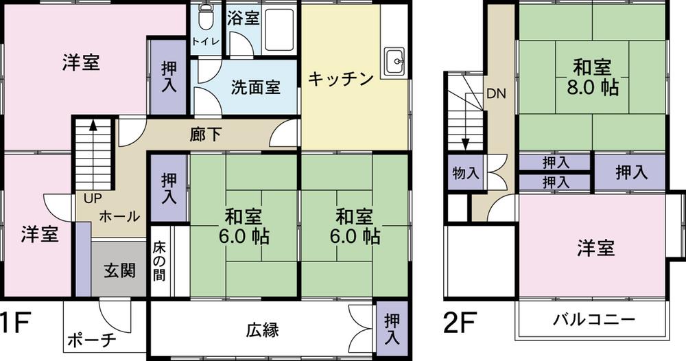 Floor plan. 12.8 million yen, 6DK, Land area 223.3 sq m , We extension building area 131.6 sq m 2 floor. 