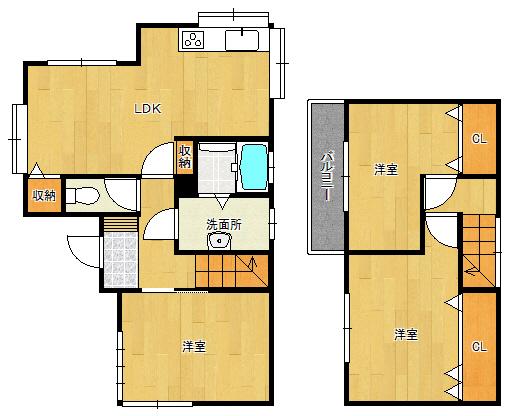 Floor plan. 9.8 million yen, 3LDK, Land area 99.62 sq m , Building area 69.26 sq m