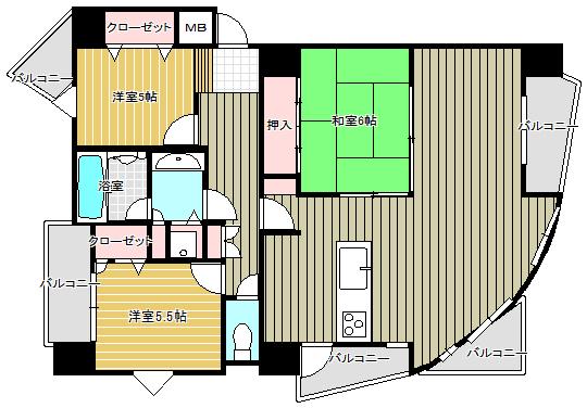 Floor plan. 3LDK, Price 10.5 million yen, Occupied area 82.89 sq m , Balcony area 10 sq m