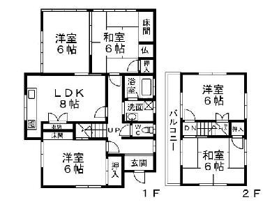 Floor plan. 7.5 million yen, 5LDK, Land area 183.01 sq m , Building area 68.04 sq m