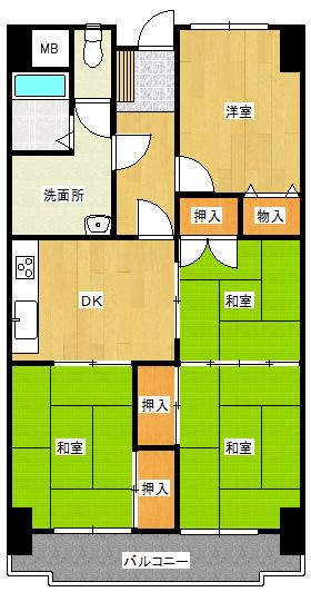 Floor plan. 4DK, Price 6.2 million yen, Occupied area 60.93 sq m , Balcony area 13 sq m