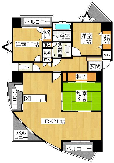 Floor plan. 3LDK, Price 10.5 million yen, Occupied area 82.89 sq m