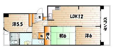 Floor plan. 3LDK, Price 5.3 million yen, Occupied area 65.43 sq m