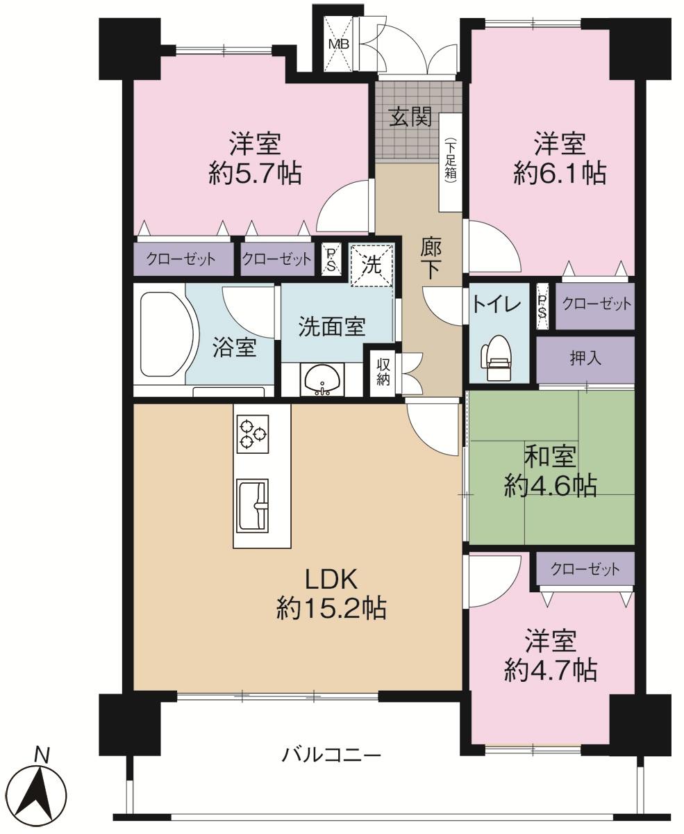 Floor plan. 4LDK, Price 16.7 million yen, Occupied area 77.03 sq m