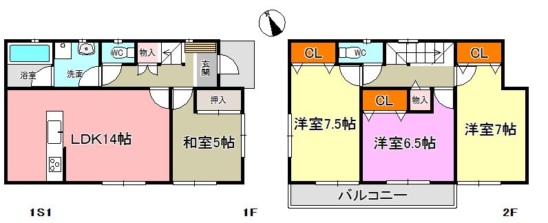 Floor plan. 20.8 million yen, 4LDK, Land area 182.42 sq m , It is a building area of ​​93.96 sq m 3 Building.