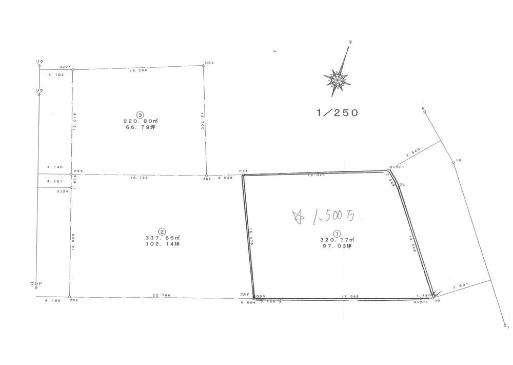 Compartment figure. Land price 15 million yen, Land area 309.88 sq m site (July 2013) Shooting