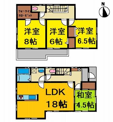 Floor plan. 22,980,000 yen, 4LDK, Land area 255.29 sq m , Building area 105.99 sq m