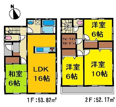 Floor plan. 21,480,000 yen, 4LDK, Land area 175.26 sq m , Building area 105.99 sq m