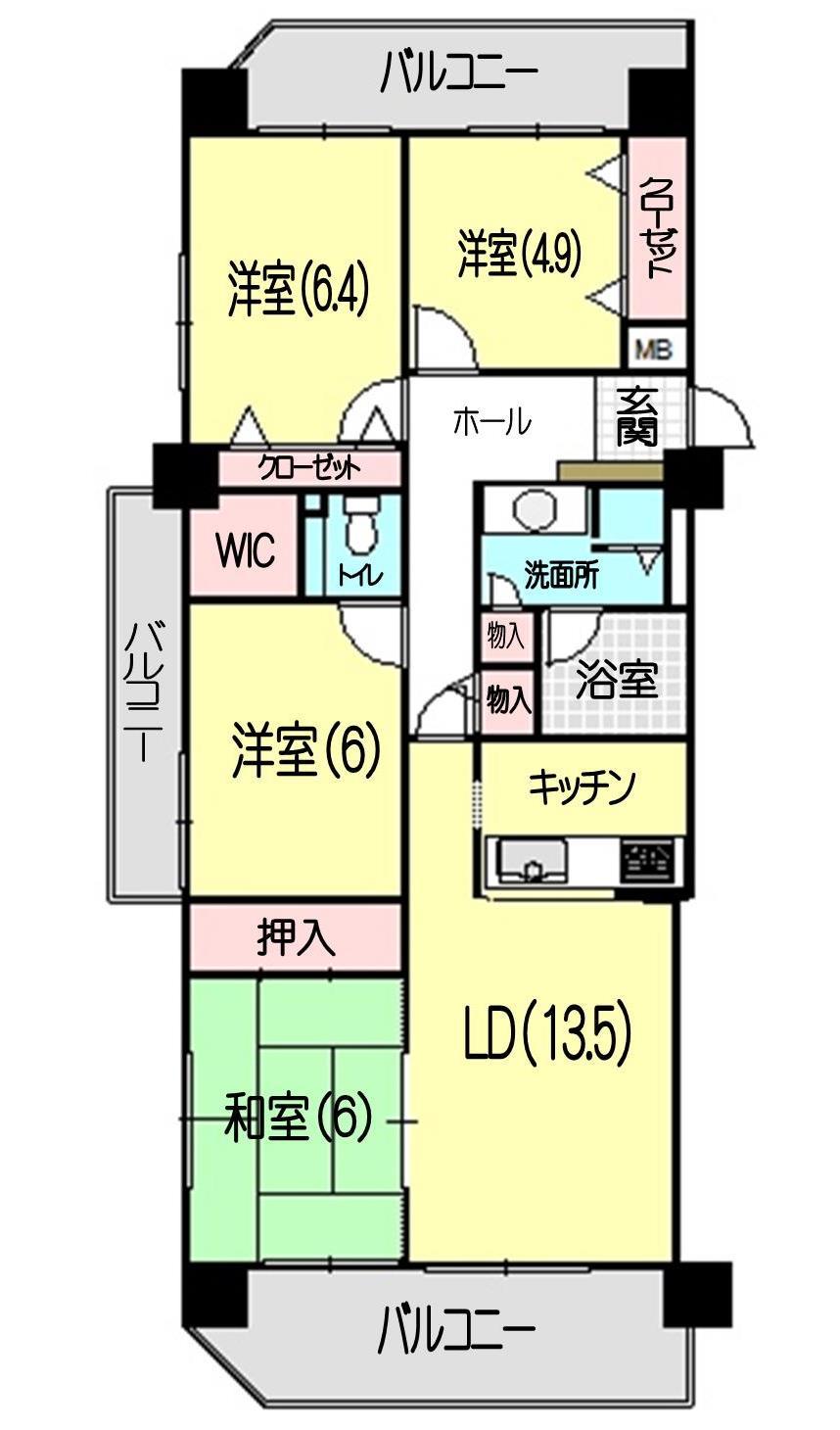 Floor plan. 4LDK + S (storeroom), Price 14.8 million yen, Footprint 84.9 sq m , Balcony area 21.23 sq m