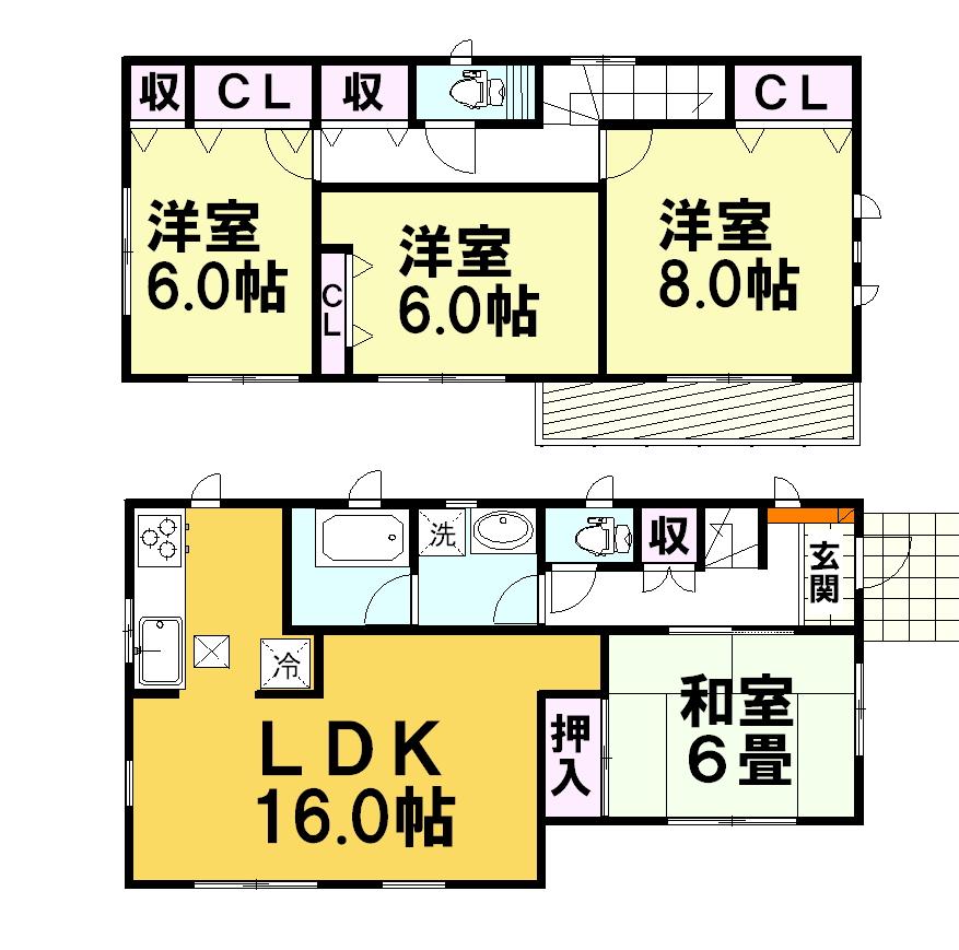 Floor plan. 21,800,000 yen, 4LDK, Land area 188.46 sq m , Building area 98.41 sq m